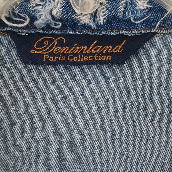 Denim land Paris Collection Women's boho fringe button-up Jean jacket sz large - Picture 11 of 14
